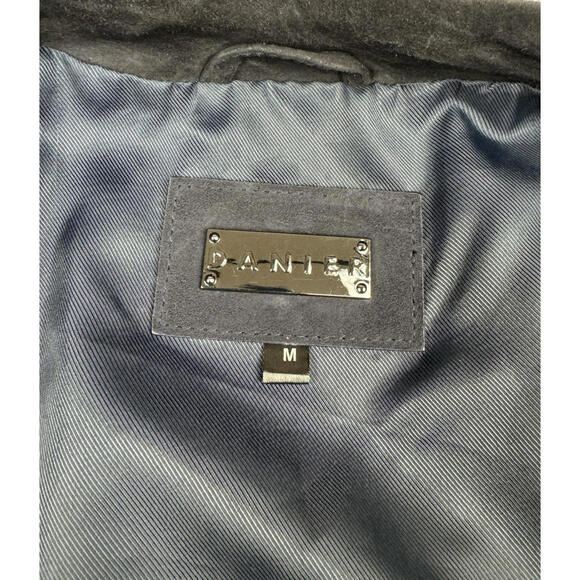 Danier Suede Leather Moto Jacket Blue Size M - Picture 7 of 9
